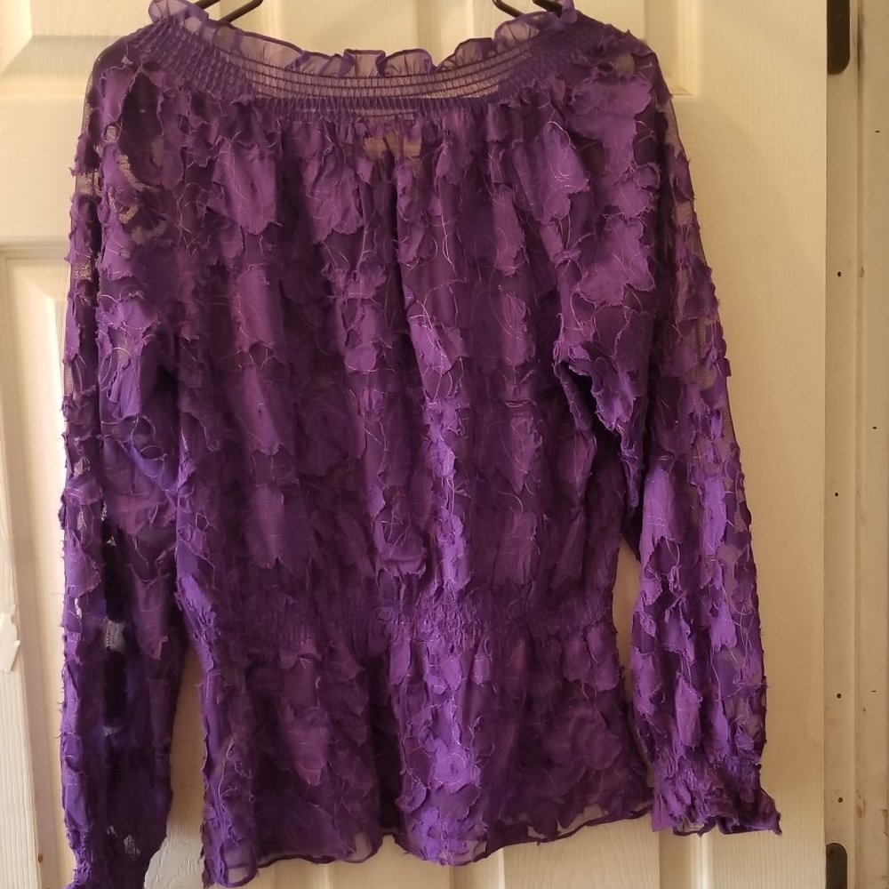 Purple lace blouse(see thru)